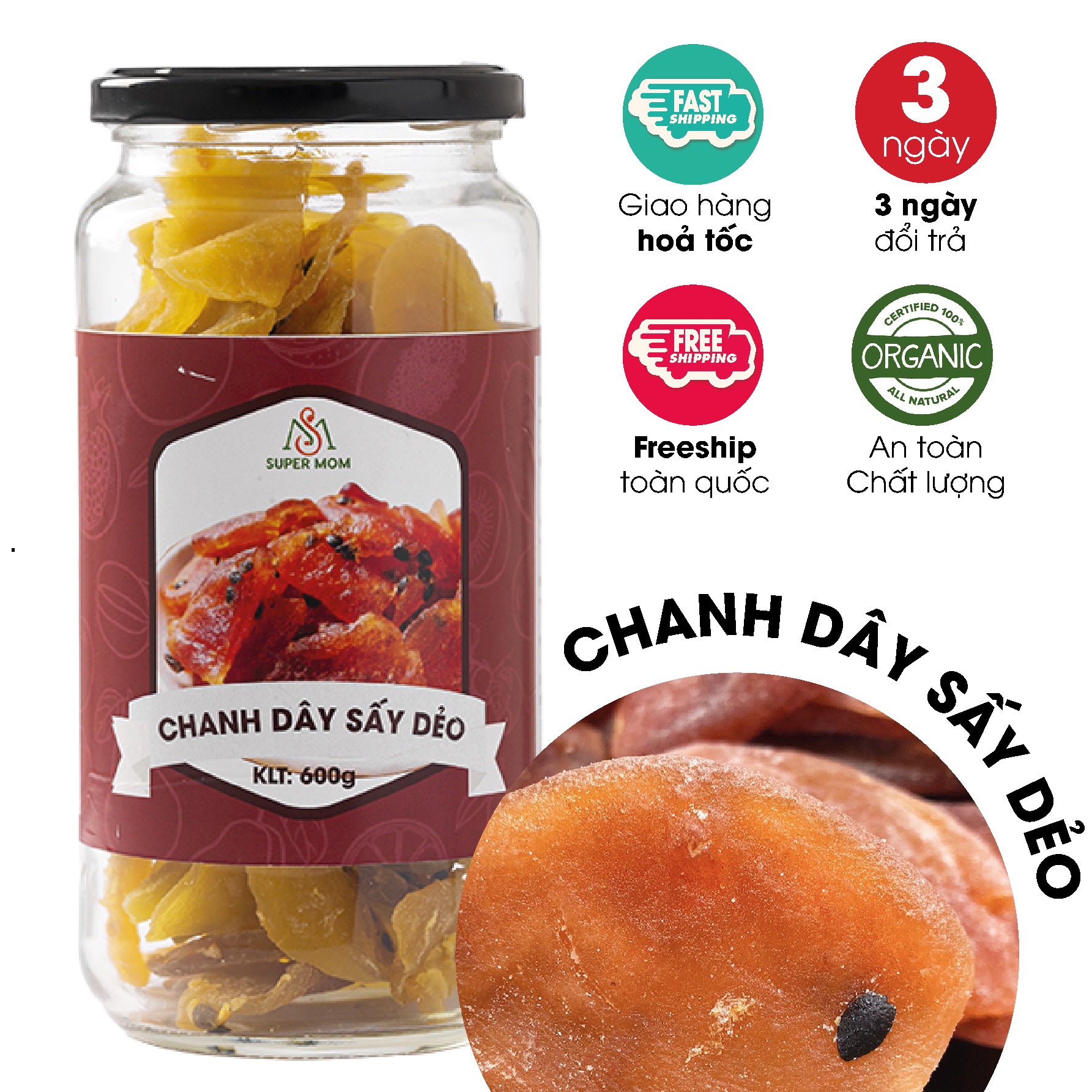 Chanh dây sấy dẻo không đường ăn vặt mẹ bầu/ ăn vặt ăn kiêng/ ăn vặt healthy lành mạnh/ ăn vặt giảm cân