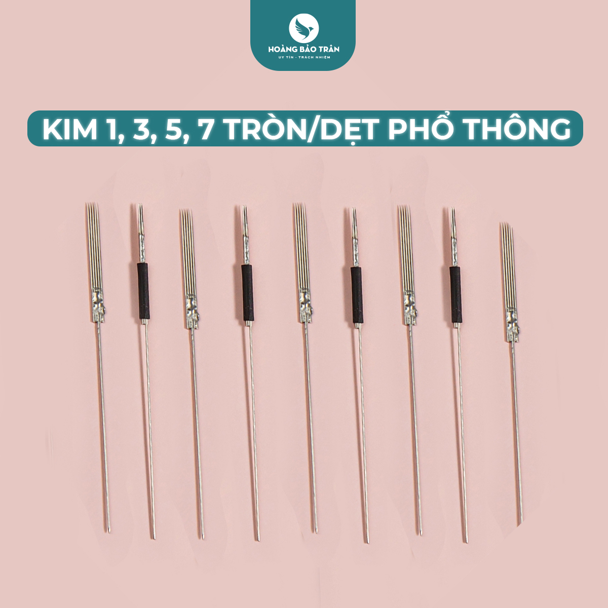 Kim 1, 3, 5, 7 tròn/dẹt dài dành cho máy phun xăm phổ thông - kim máy phun xăm phổ thông