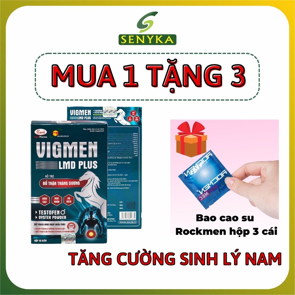 Tăng cường sinh lý nam Vigmen giúp tăng cường sinh lực bộ thận tráng dương hỗ trợ giảm đau lưng mỏi gối sinh lý yếu 10 Viên/Hộp