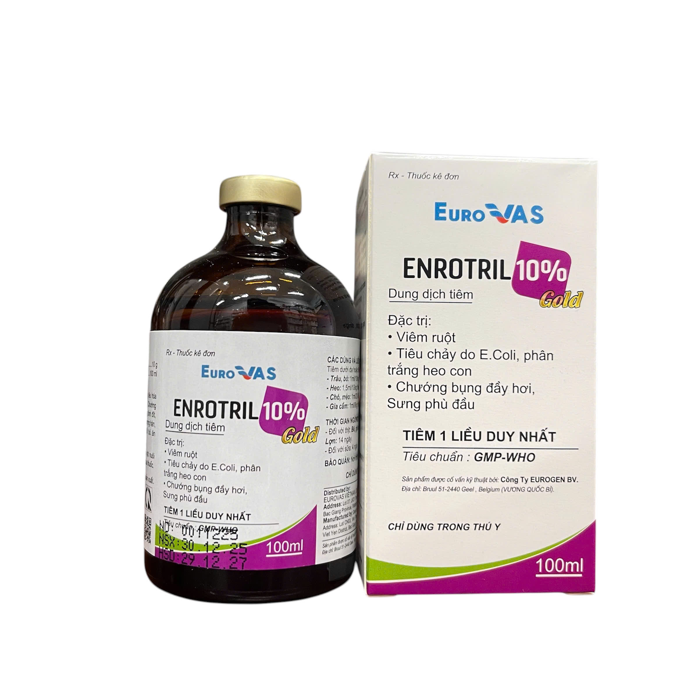 ENROTRIL 10% Gold Đặc trị viêm ruột tiêu chảy phân trắng vàng, chướng bụng đầy hơi. Chai 100ml