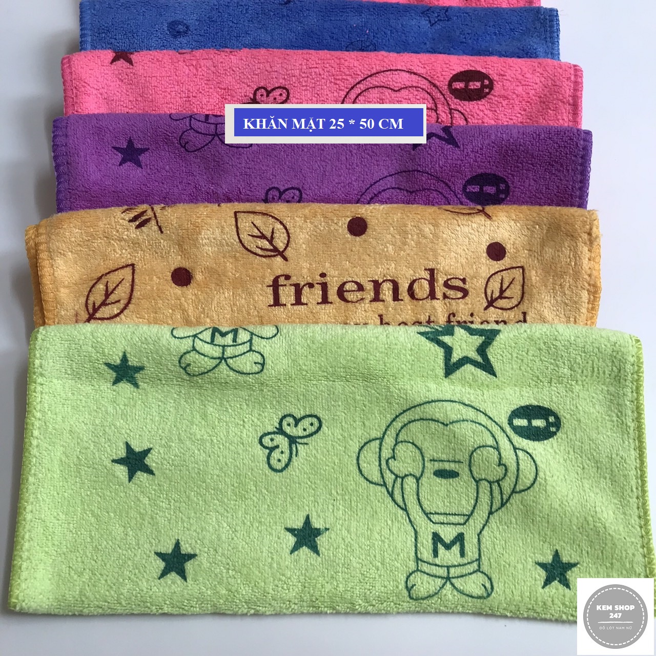 Khăn mặt cao cấp 25x50cm sợi Microfiber cao cấp siêu mềm mịn, siêu hút nước, không ra màu, giữ nhiệt cực tốt (dùng được cho trẻ nhỏ)