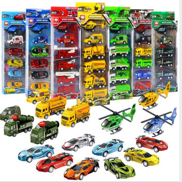 Bộ 6 món ô tô đồ chơi máy bay chạy đà cho bé