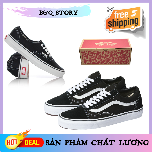 [Fullbox] Giày Vans Old Skool Nam Nữ, Giày Vans thể thao Nam Nữ màu Đen vải Canvas