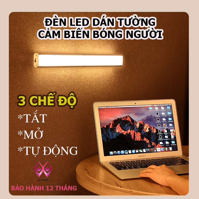 [Hàng Mới Về] ĐÈN LED DÁN TƯỜNG THÔNG MINH CẢM BIẾN BÓNG NGƯỜI 3 CHẾ ĐỘ BẢO HÀNH 12 THÁNG