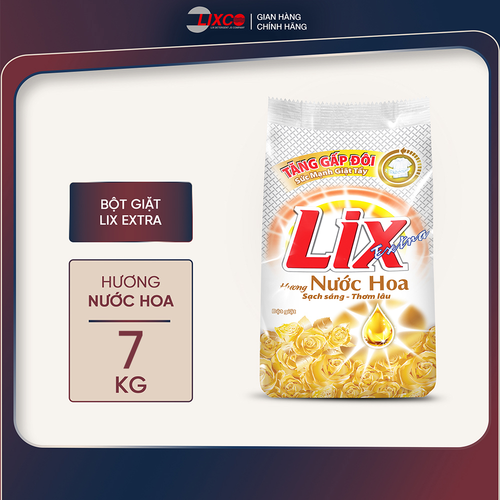 Bột giặt Lix Extra hương nước hoa 7kg EH070 thơm ngát làm sạch mọi vết bẩn khử mùi ẩm mốc cho giặt tay và máy - Lixco Việt Nam 