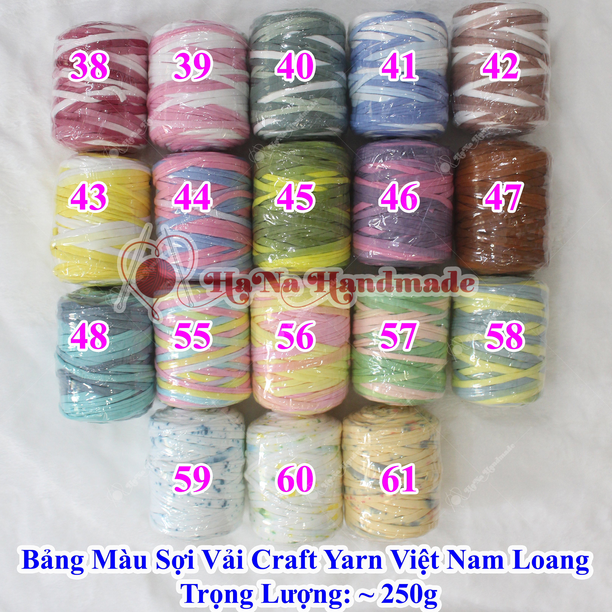 Sợi vải loang Việt Nam / sợi vải loang craft yarn 50k/cuộn 250g +-25g