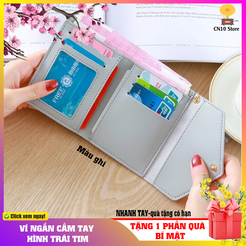 HCM-Loại Tốt-Freeship-Ví ngắn cầm tay nữ hình trái tim siêu dễ thương- CÔNG NGHỆ 10-10