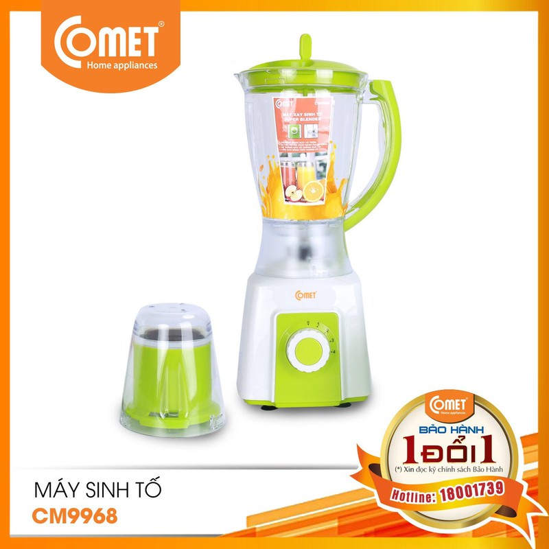 MÁY XAY SINH TỐ COMET CM9968 -1.5 LÍT 2 CỐI NHỰA KHÁNG VỠ CÔNG SUẤT 350W