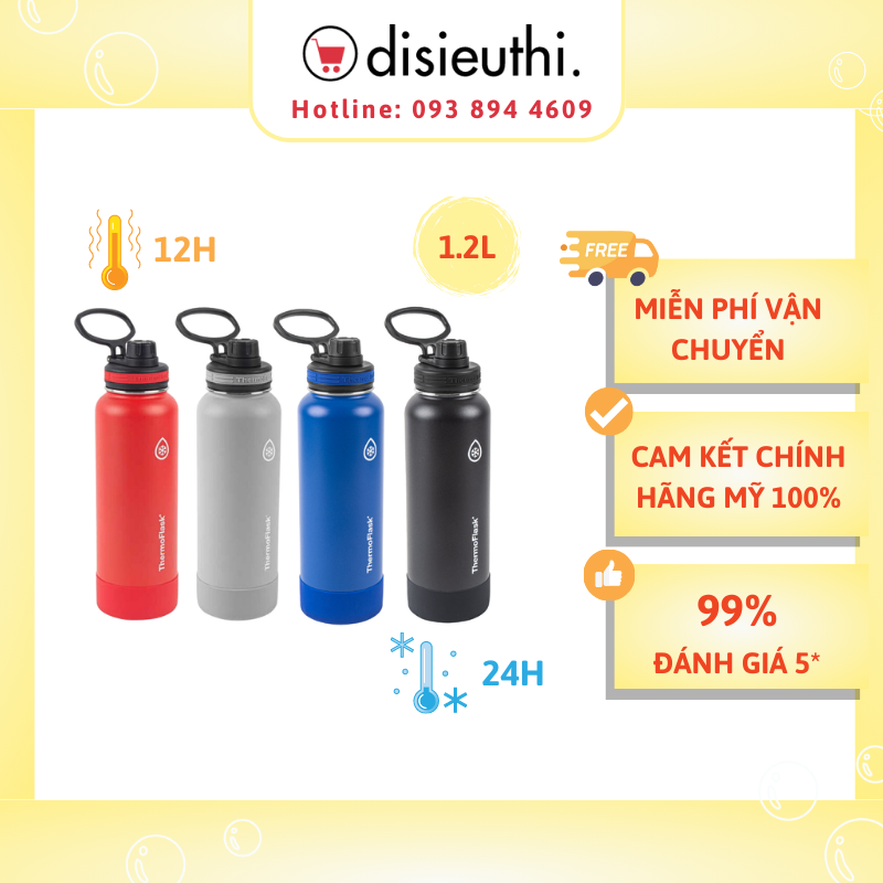 Bình Giữ Nhiệt ThermoFlask 1200ml Mỹ Bình Giữ Nhiệt Thermos Bình Giữ Nhiệt Mỹ 1.2L Chất liệu cao cấp,chịu được va đập giữ nóng 12h giữ lạnh 24h 12.5 x 10.5 x 34.8 cm Bottle heat preservation thermoflask 1200ml