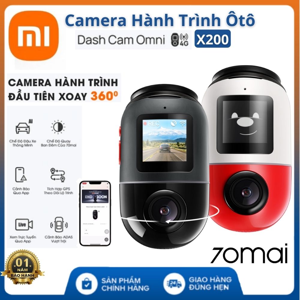 Camera hành trình ô tô xiaomi 70mai omni x200 chính hãng xoay 360 ful hd 1080p - ghi hình time-lapse gps wifi - bảo hành 12 tháng