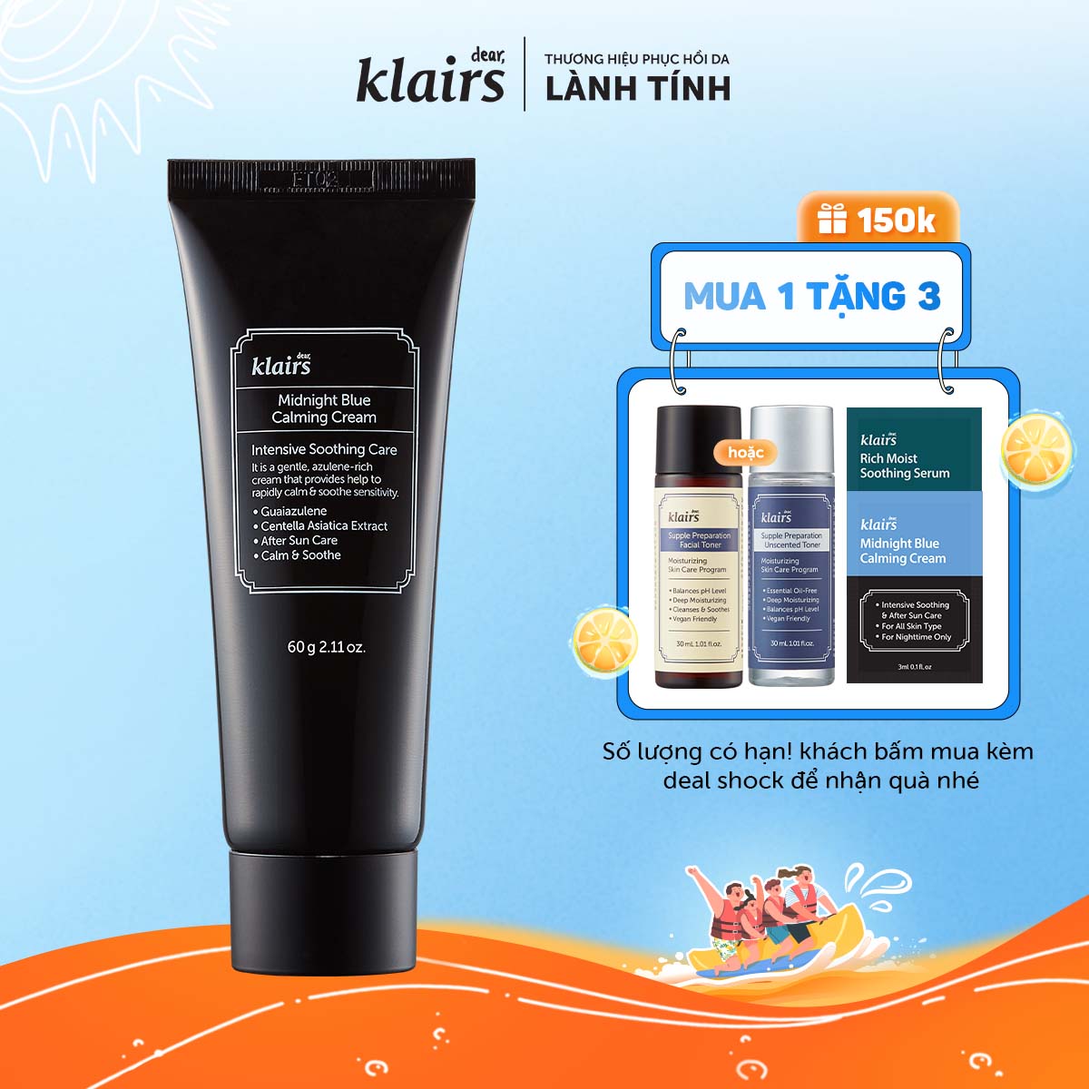 Kem dưỡng da DEAR, KLAIRS MIDNIGHT BLUE CALMING CREAM 60ml
