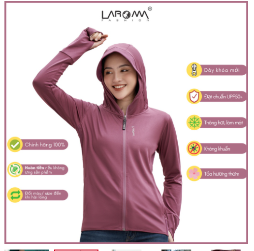 Áo chống nắng nữ 1 Lớp LAROMA Thông hơi  UPF50+ | Làm mát | Kháng khuẩn | Khử mùi