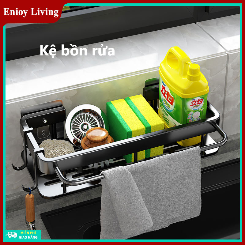 Kệ bồn rửa inox kệ đựng vải vụn Kệ xốp kệ đựng dụng cụ rửa chén lưới thoát nước Đi ngang bồn rửa Kệ bếp LW0012