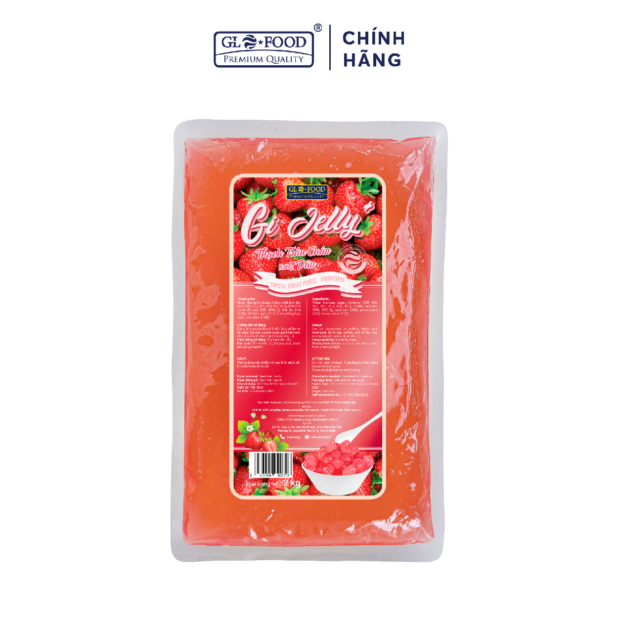 GI JELLY+ THẠCH TRÂN CHÂU HƯƠNG DÂU 2 KG - THẠCH TRÂN CHÂU 3Q