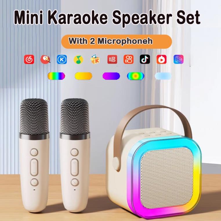 ( HÀNG HOT 2024 ) Loa Bluetooth Mini Hát Karaoke K12 Tặng Kèm 2 Mic Hát - Âm Thanh To Rõ, Hát Vang , Tự Động Điều Chỉnh Âm Thanh Cực Tốt , Giá Cực Rẻ