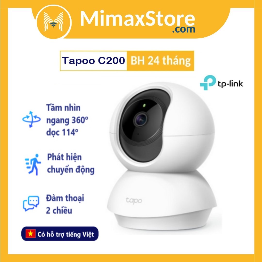 [Hoả Tốc - HCM] Camera Wi-Fi Tapo C200 360 Độ An Ninh Gia Đình Quay Quét | Bảo Hành 24 Tháng | Mimax Store | TP-Link