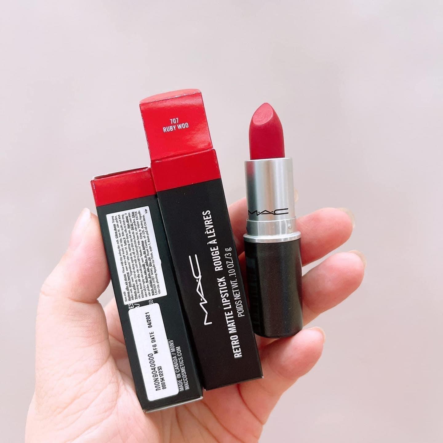 Son Mac Matte Lipstick son thỏi, son lì màu Ruby Woo 707 Chili 602 Marrakesh 646 3g chính hãng - hàng công ty