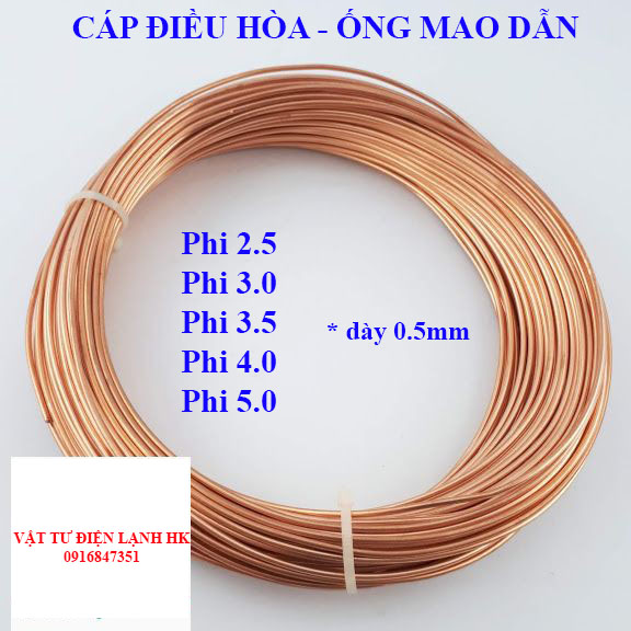 1Kg Cáp điều hòa máy lạnh - ống mao các phi cỡ (chọn đúng cỡ khi đặt hàng)