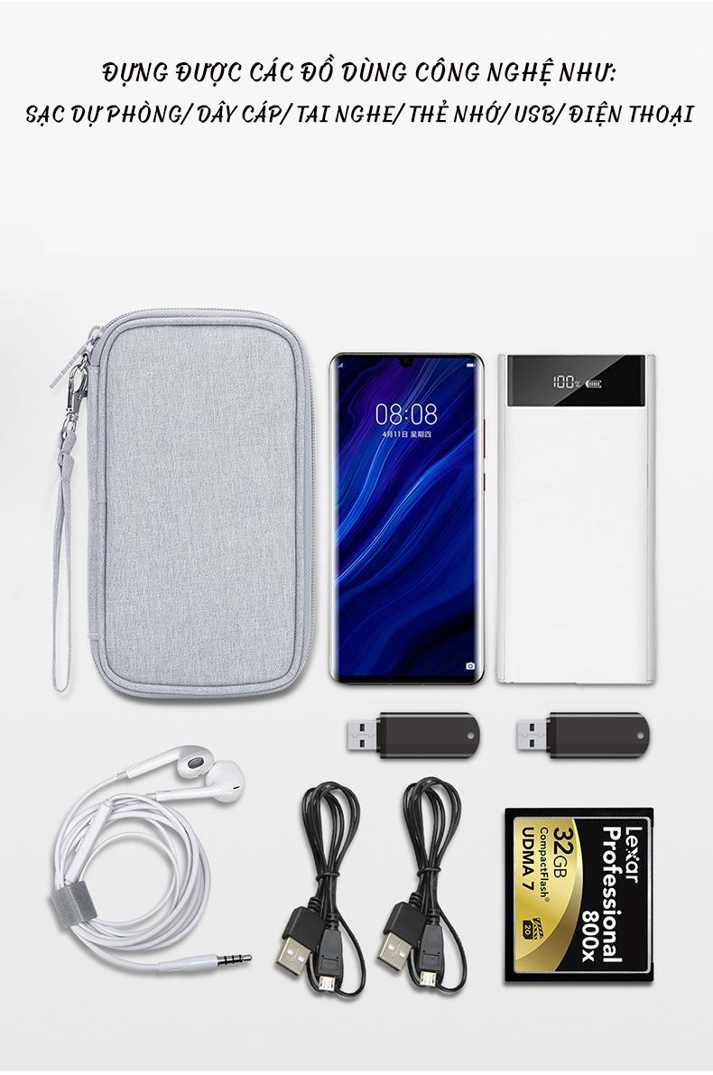 [HCM]Túi đựng đồ công nghệ BUBM 2 lớp ngăn--có quai xách tháo rời được