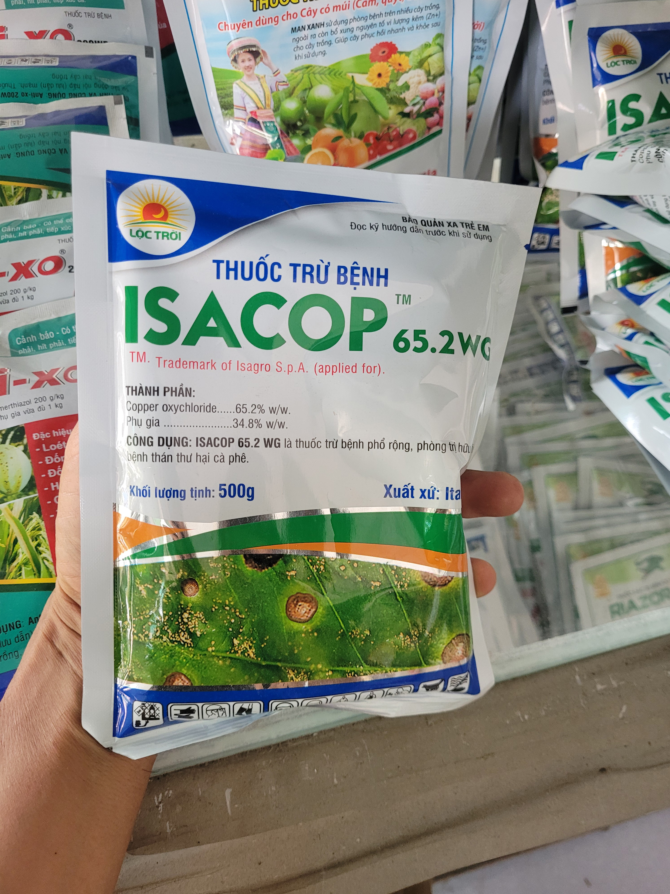 Thuốc trừ bệnh isacop 65.2wg gói 500gr thuốc trừ bệnh gốc đồng của ý