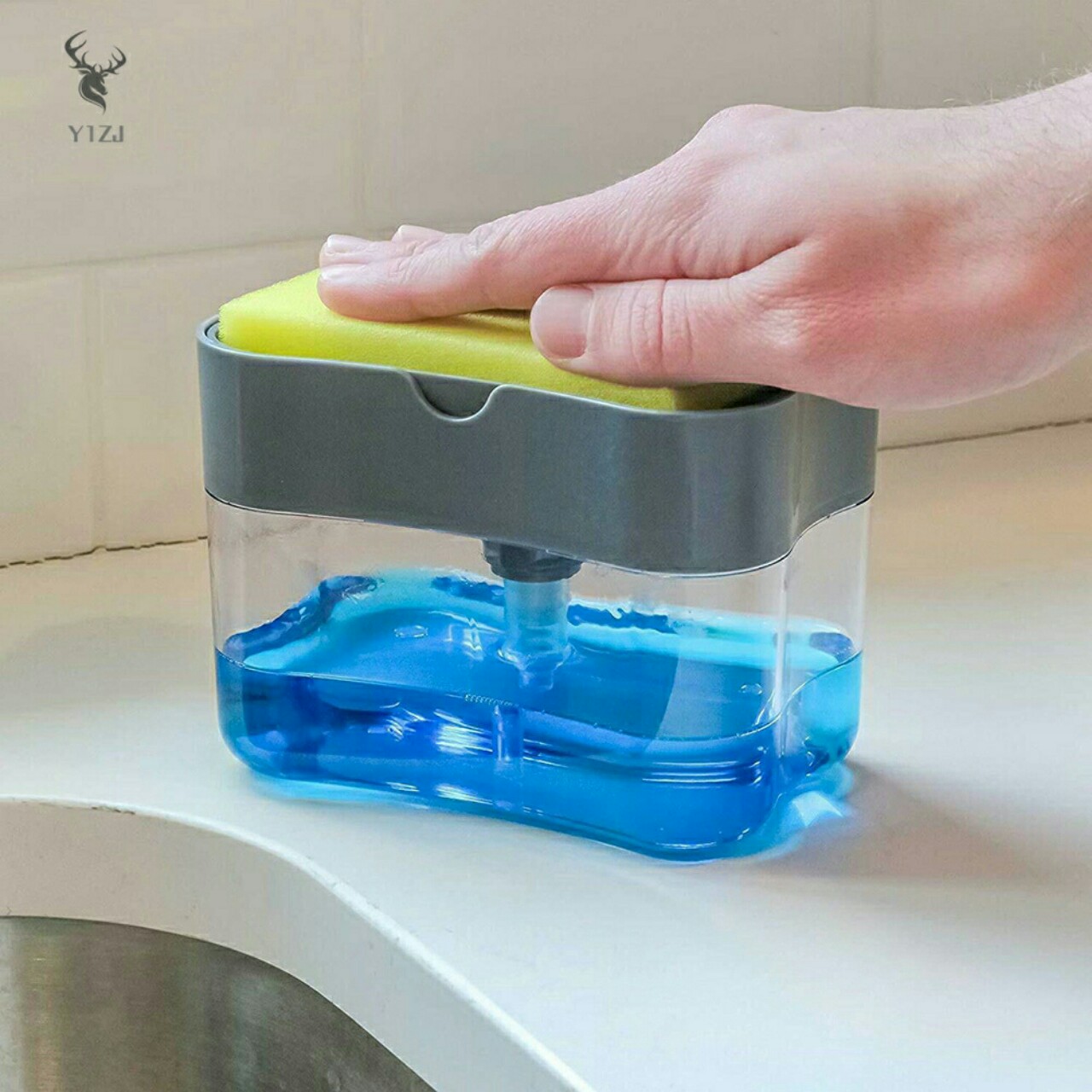 Hộp đựng nước rửa chén , Dụng cụ rửa chén , rửa bát có vòi tiện lợi kèm miếng bọt biển