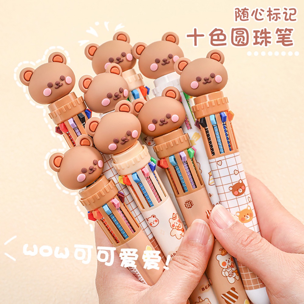 Bút bi 10 ngoi, 10 màu hình gáu dễ thương