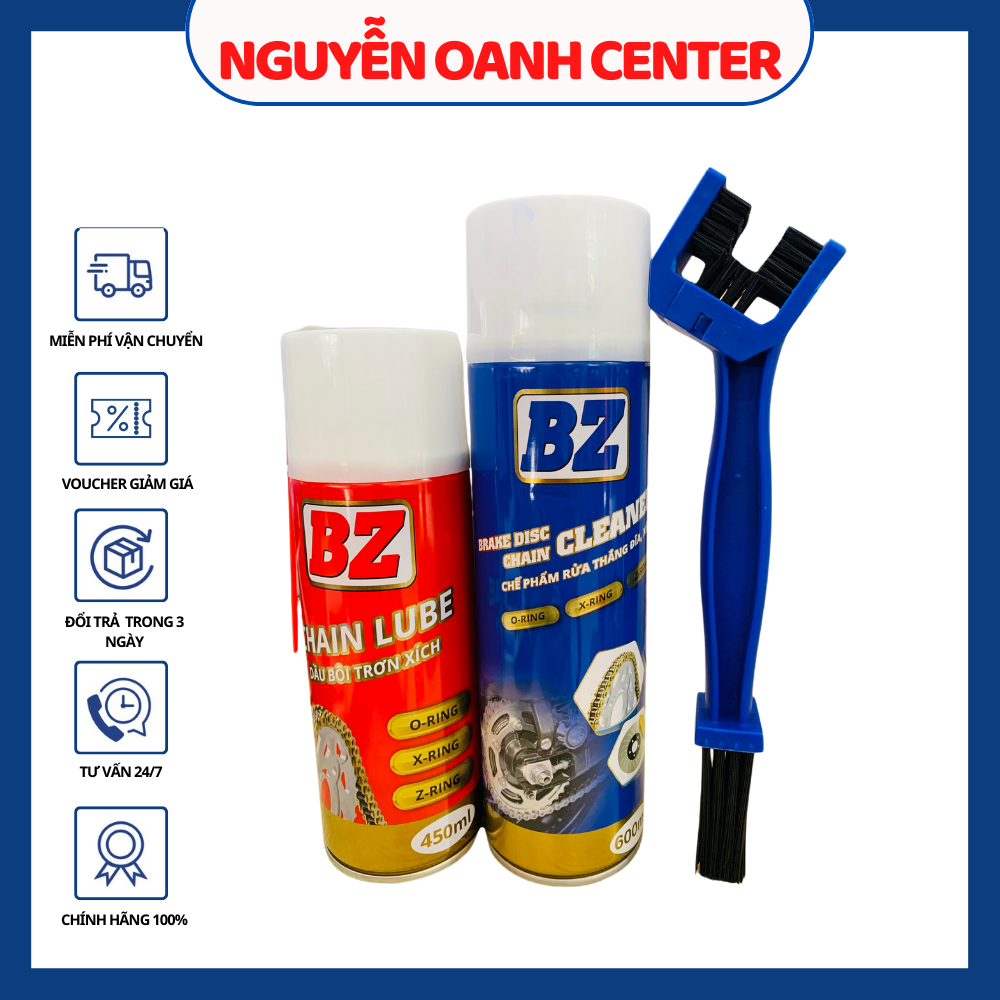 Combo 4 chai BZ dưỡng sên, rửa sên, dưỡng nhựa và xà phòng rửa xe vệ sinh xe