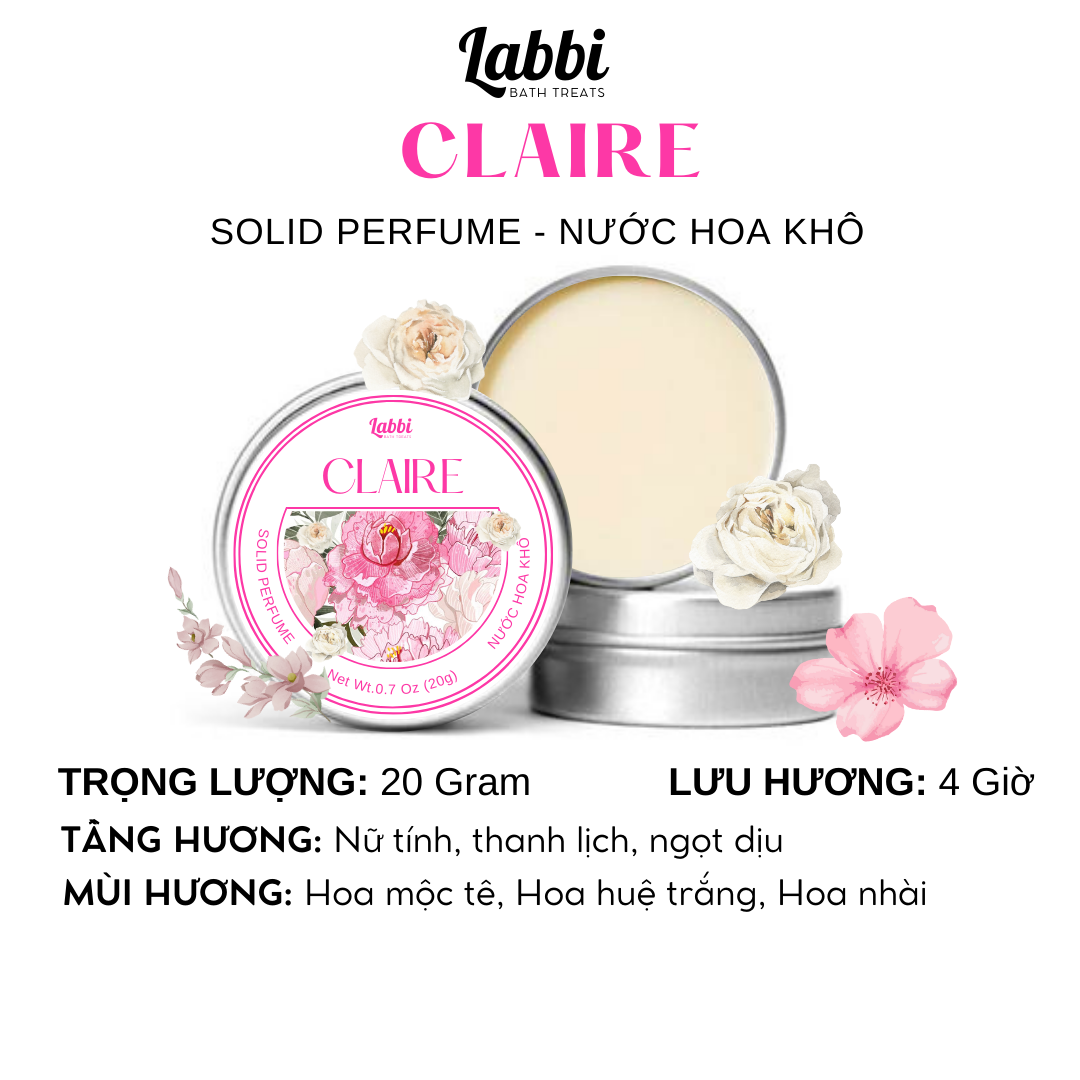 Claire - nước hoa khô 20g lưu hương 4 giờ labbi