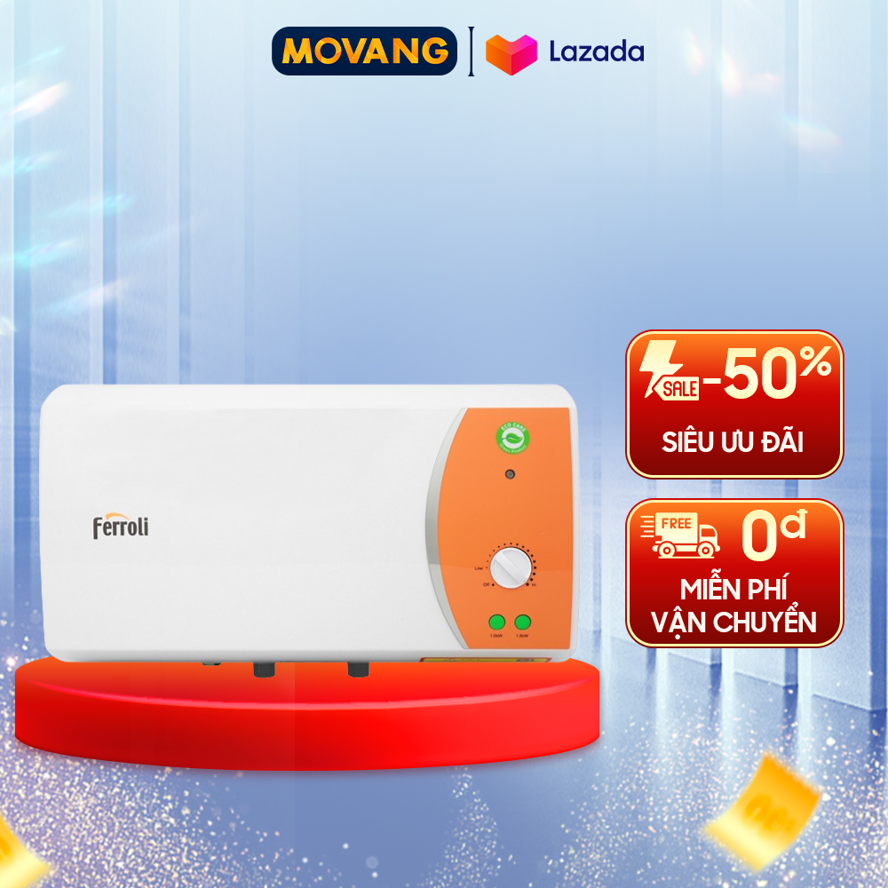 [GIAO TẠI HCM] - Máy nước nóng Ferroli Verdi 15L TE -Dung tích 15 Lít Công suất làm nóng 2500W