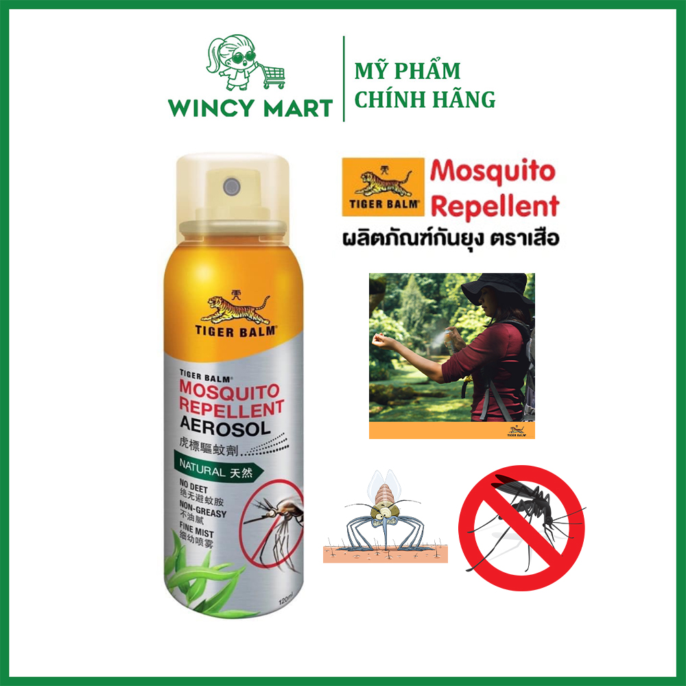 Xịt Chống Muỗi Tiger Balm, Xịt Đuổi Muỗi Và Côn Trùng Mosquito Repenllent Aerosol Tiện Lợi 120ML - Wincy Mart