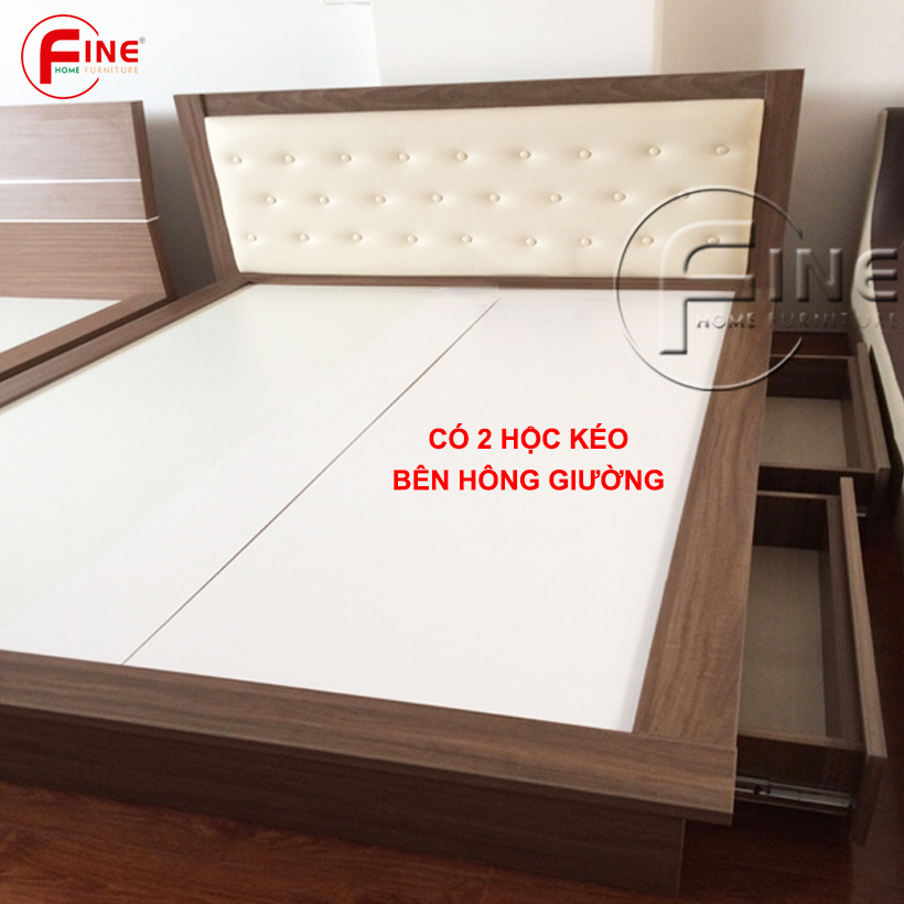 Giường Nhật có 2 Hộc Kéo FINE FG006 (160cm x 200cm) Thiết kế hiện đại sang trọng, phù hợp style tối giản