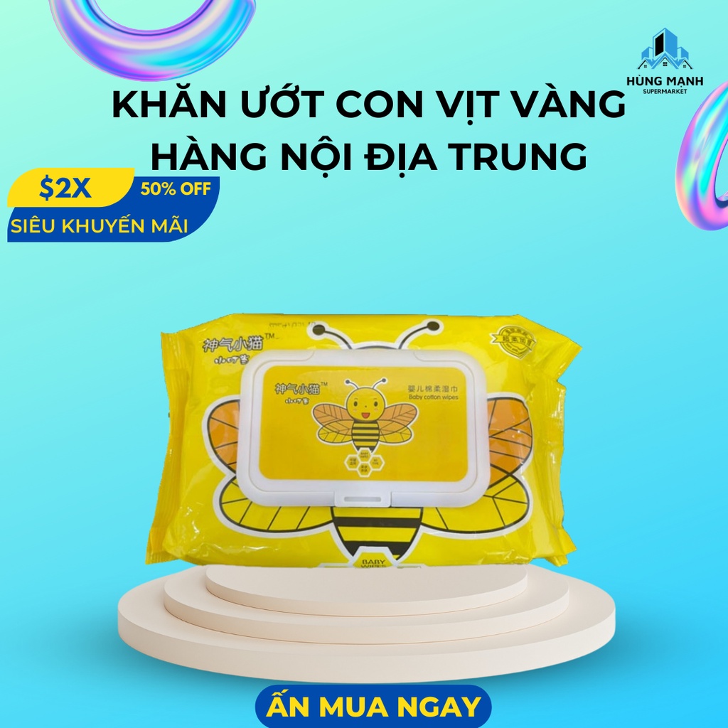 Combo 2 gói khăn ướt đa năng con vịt vàng _ Hàng nội địa TrungCao cấp