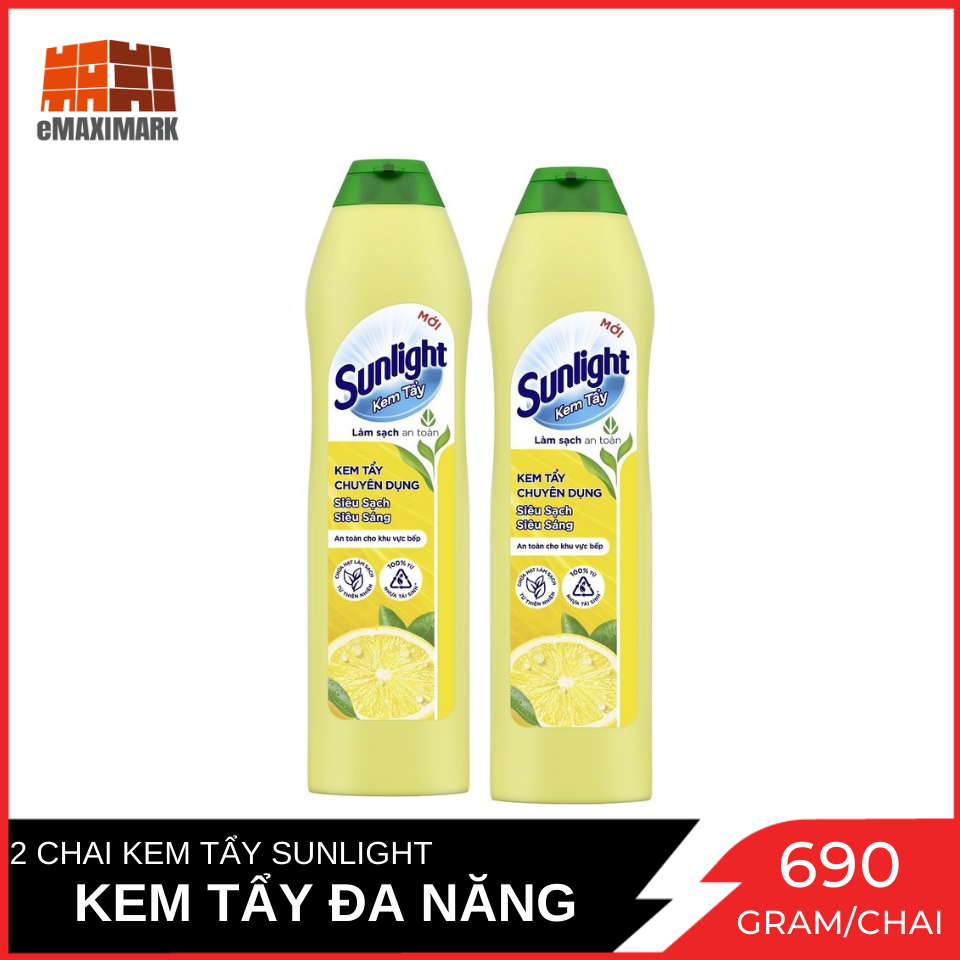Combo 2 kem tẩy đa năng sunlight chai 690g