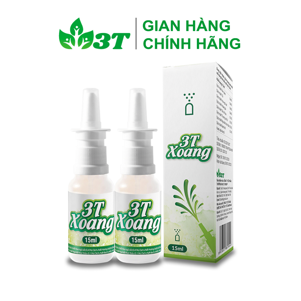 Combo 2 Chai Xịt Mũi Viêm Xoang, Viêm Mũi Dị Ứng 3T Xoang Dứt Điểm Sổ Mũi, Ngạt Mũi, Phục Hồi Khứu Giác (2 Chai x 15ml)