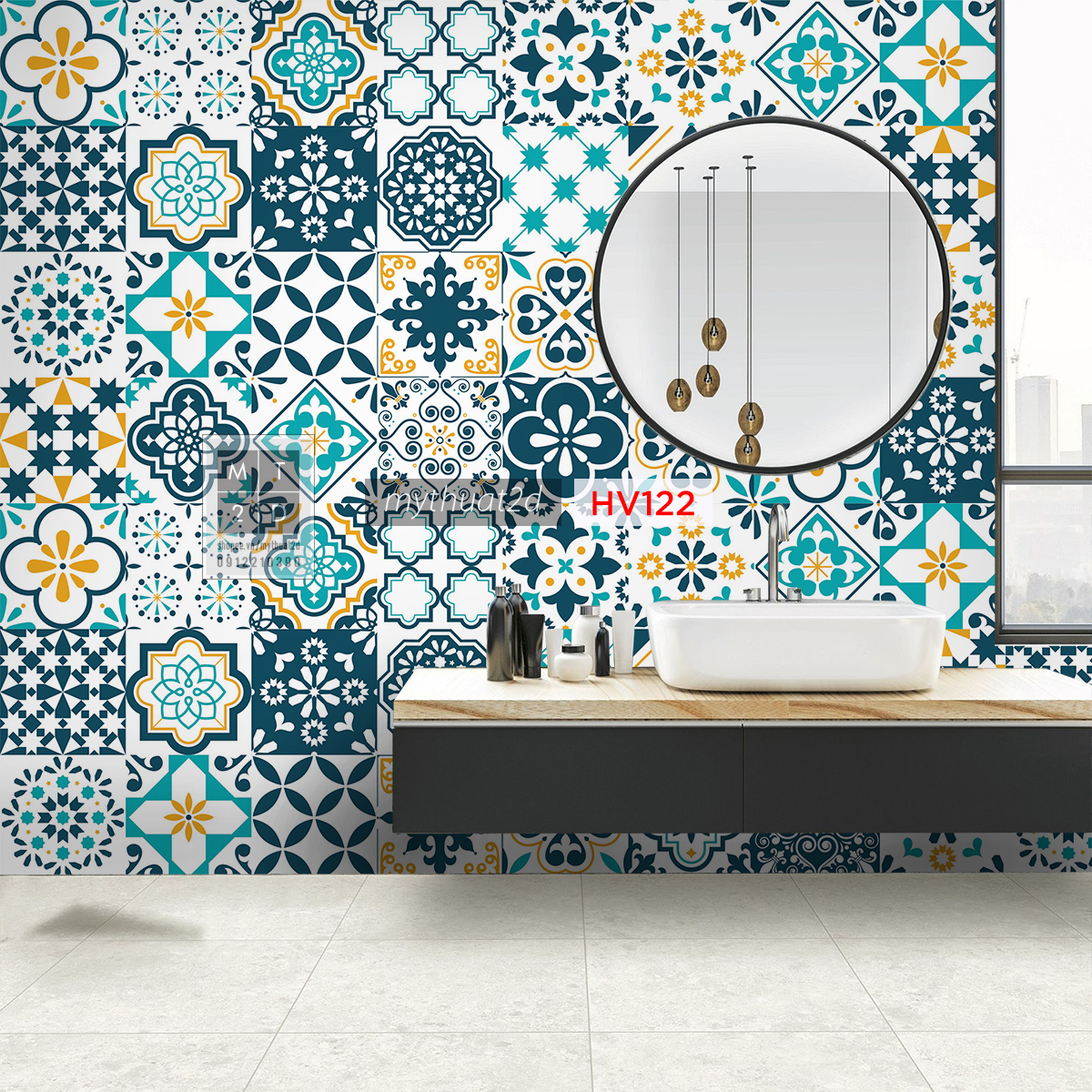[NHIỀU MẪU] Decal gạch bông dán bếp, tường, nhà tắm, quầy quán bar