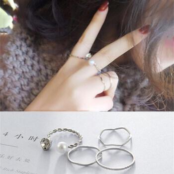 Set nhẫn bell mew 4 món đính đá sang trọng nhan29b