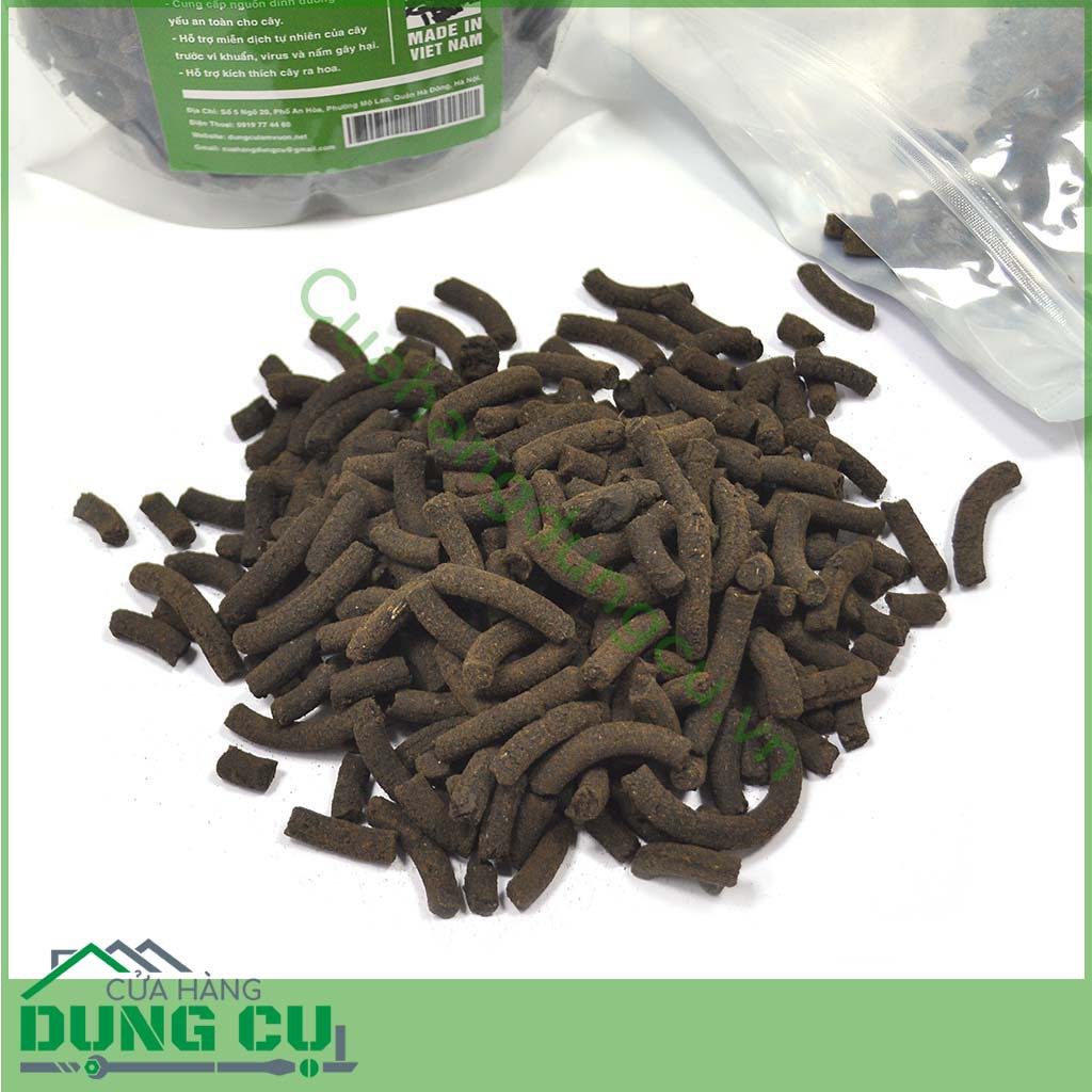 Gói 1kg phân trùn quế dạng viên nén chậm tan - phân bón chuyên dụng cho phong lan, cây cảnh, bon sai, rau hoa màu