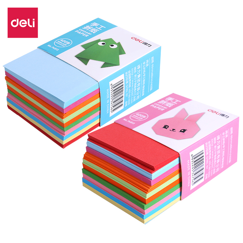 Giấy thủ công gấp origami 100 tờ/ bịch Deli - 65x65mm - giấy gấp hạc, origami Nhật Bản, hoa, hạc, phát triển sáng tạo cho bé - nhiều màu - 74813
