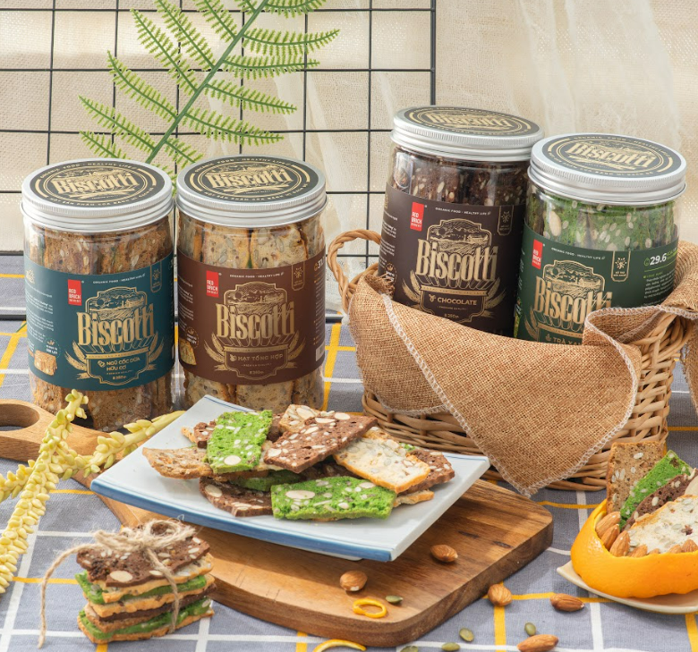 Bánh BISCOTTI Cao Cấp Siêu Hạt Thương Hiệu Gạch Đỏ 250g Dành Cho Eatclean