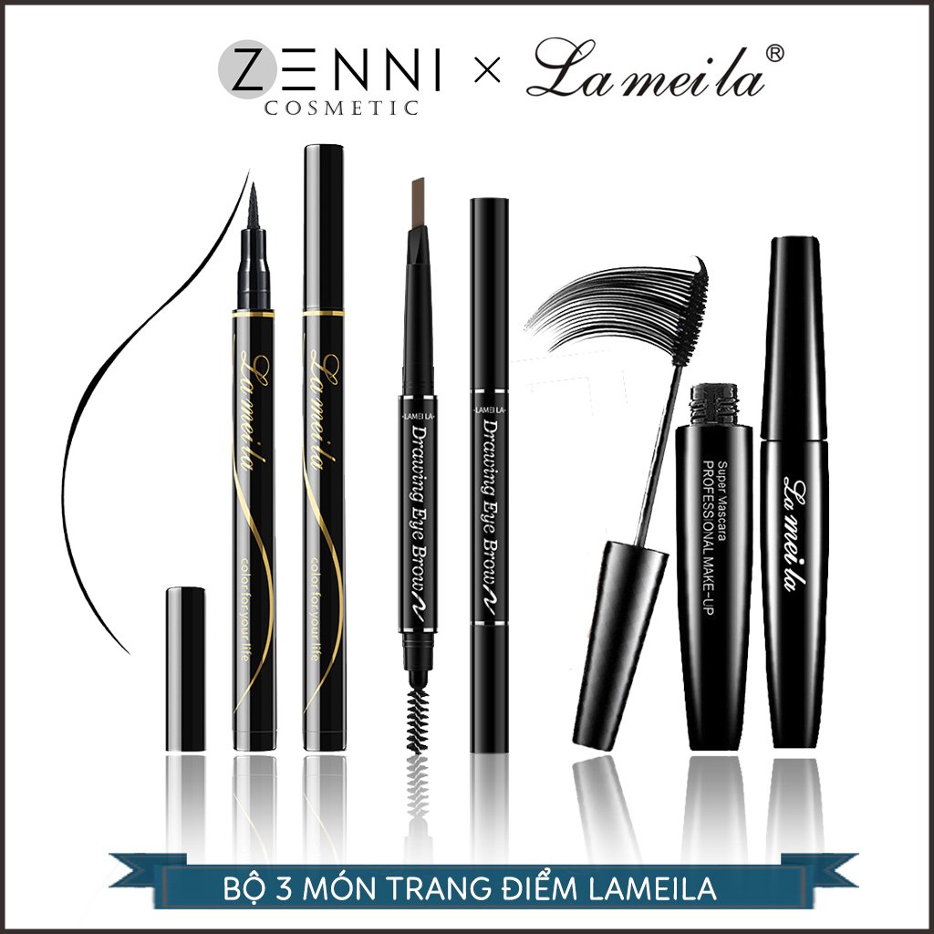 Bộ trang điểm mắt Lameila 3 món dành cho mắt , Makeup mắt quyến rũ - Mascara, chì kẻ mày, bút dạ kẻ mắt - Zenni