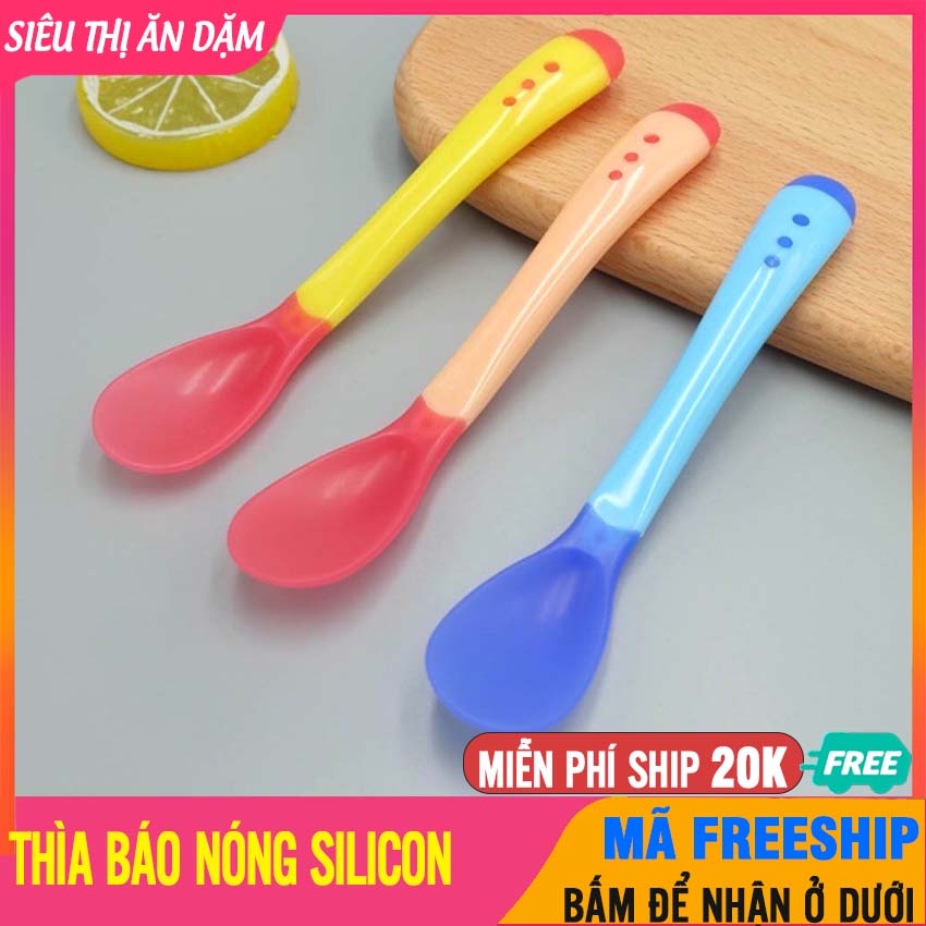 Muỗng Ăn Dặm Báo Nóng Silicon Mềm Mại, Chất Liệu Nhựa, An Toàn Cho Bé Khi Sử Dụng - Thìa Ăn Dặm Silicon Báo Nóng, Thìa Báo Nóng Cho Bé Ăn Dặm, Bộ Thìa Dĩa Đũa Tập Ăn Cho Bé, Muỗng Cho Bé Ăn Dặm - Thia Bao Nong Silicon - SP000693