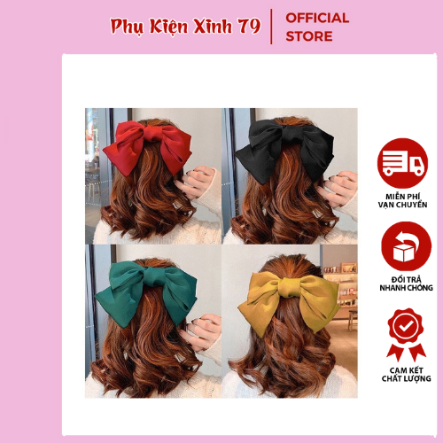 Kẹp tóc nơ bản to phong cách vintage cực sang phong cách tiểu thư hàn quốc thanh lịch - phụ kiện xinh 79