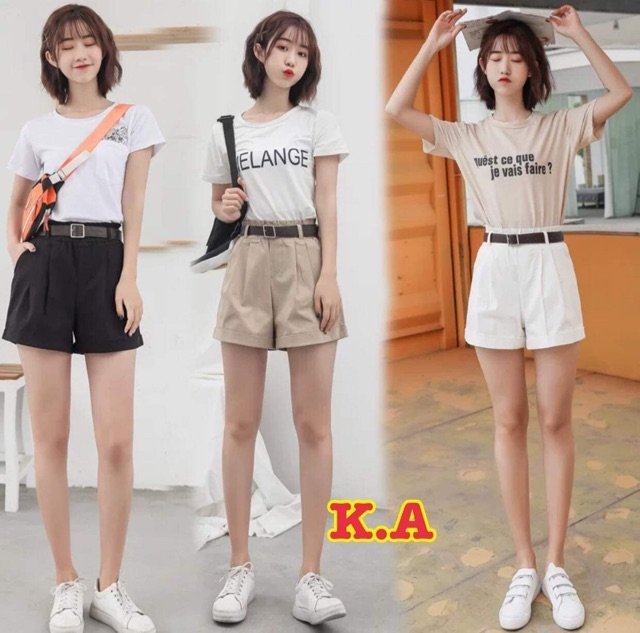 QUẦN SHORT KAKI NỮ PHỐI LY DẬP GẤU BỀN ĐẸP, CÁ TÍNH ( không kèm thắt lưng)