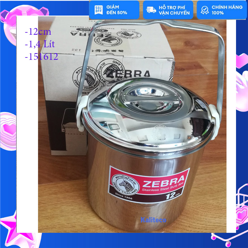 Camen Đựng Cơm Inox Zebra Thái Lan Một Ngăn Rưỡi Khóa Gài Thông Minh 12cm 151612
