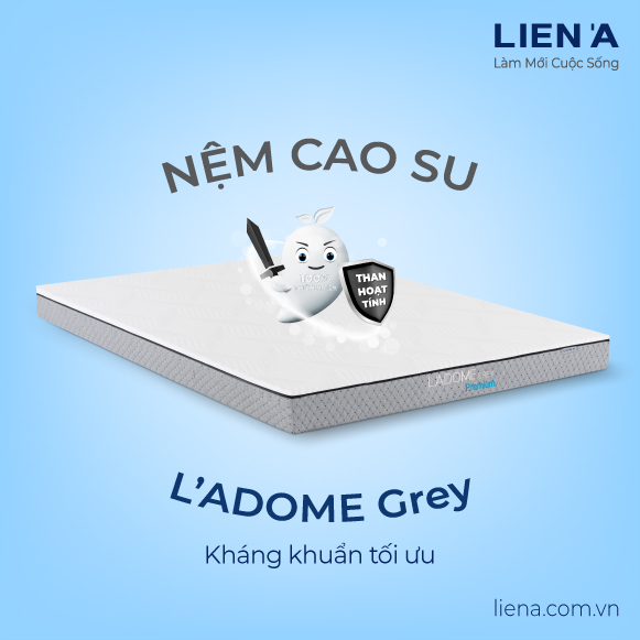 [Trả góp 0%] Nệm 100% cao su thiên nhiên liên á Ladome Grey 180x200x10cm-Bảo hành 12 năm
