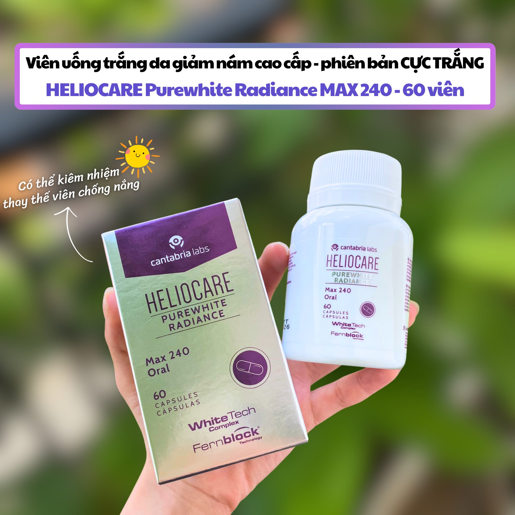 (CÓ VIDEO) Heliocare Viên Uống Chống Nắng Kiêm Làm Trắng Da Heliocare Purewhite Radiance Max 240