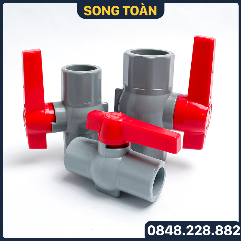 Van Nhựa Trơn, Van Khóa Nước Nhựa Trơn PVC Dán Ống Trơn 21 27 34 42 49 60