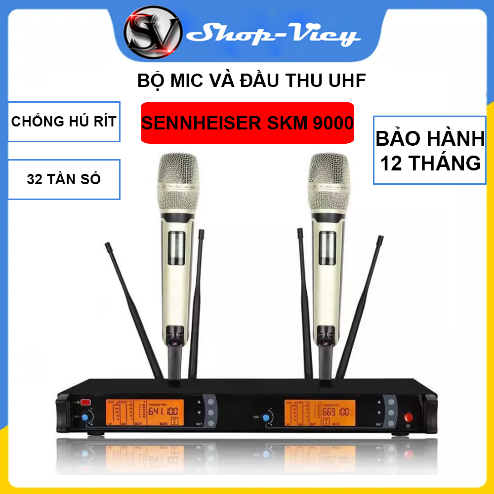 Micro không dây sennheiser skm 9000 4 râu - micro không dây gia đình cao cấp độ nhạy tốt bắt sóng xa khả năng bắt tính hiệu tốt bảo hành 12t