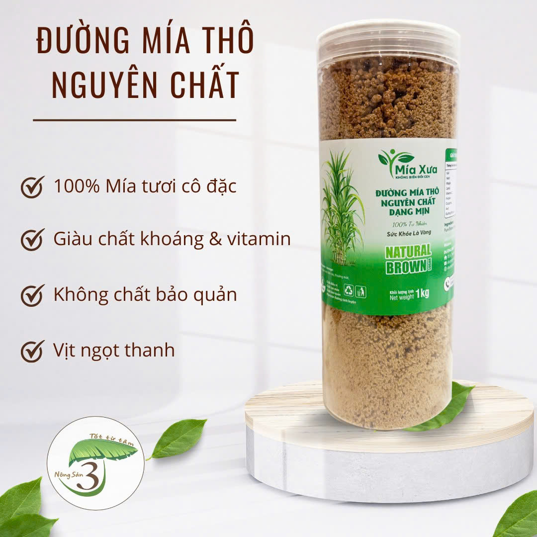 Đường Mật Mía Thô Nguyên Chất Từ Mía Tươi Tự Nhiên Không Chất Tẩy Trắng,Không Chất Bảo Quản Hũ 1kg