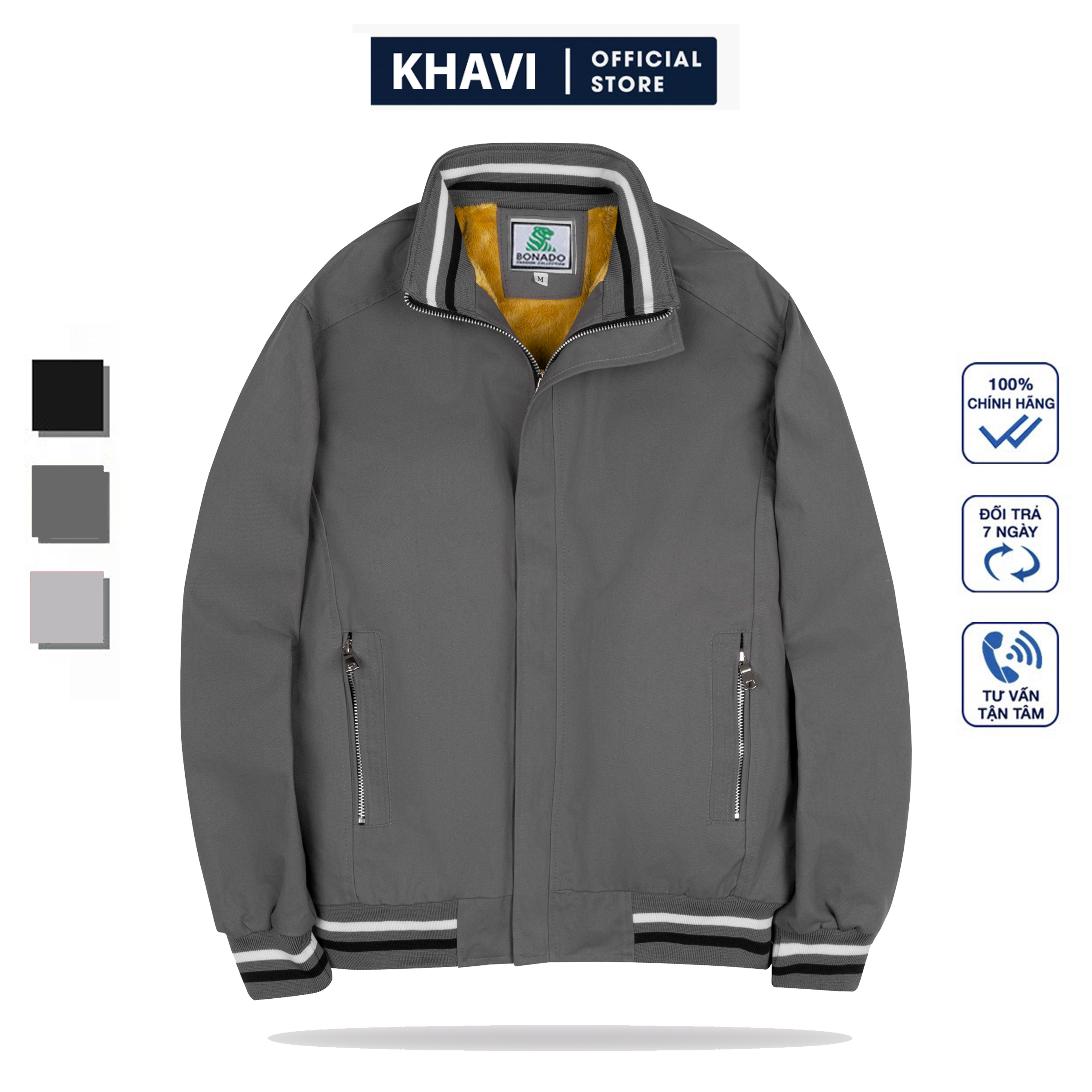 Áo khoác kaki lót lông cao cấp Khavi A06 ấm áp mùa thu đông